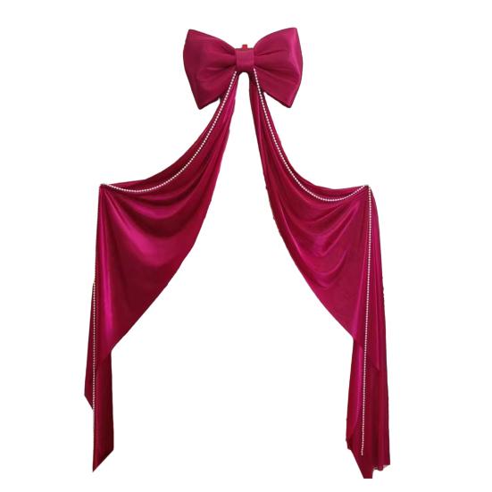 

Extra Large Red Velvet Bow Red Velvet Bow Tie Christmas Decoration with Golden Metallic Thread Tree Garland Holiday Decor F