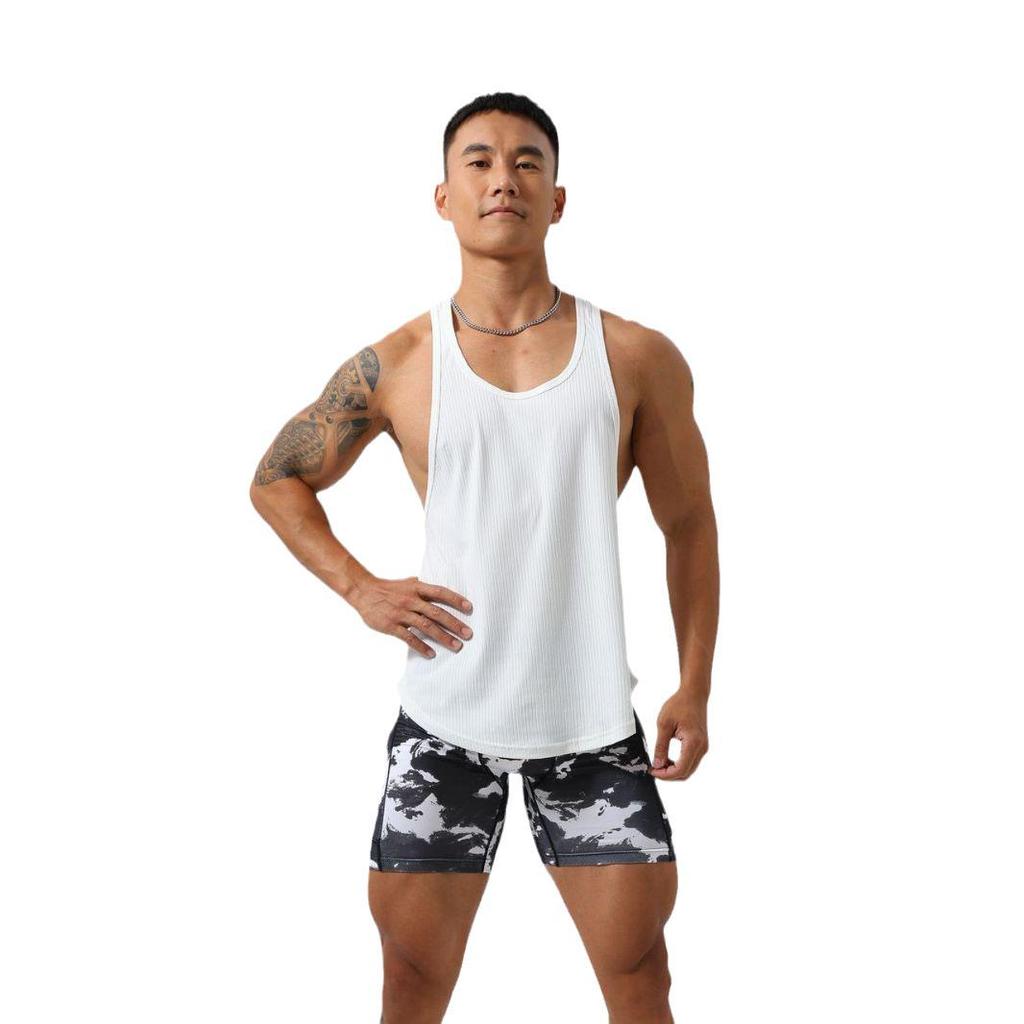 Men's Quick-Dry Stretch Racerback Tank Top - Sleeveless, Loose Fit for Sports & Casual Wear