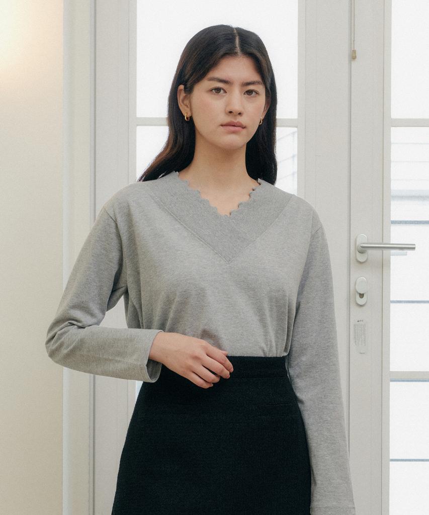 YUPPE Long Shirring T-Shirt_Gray