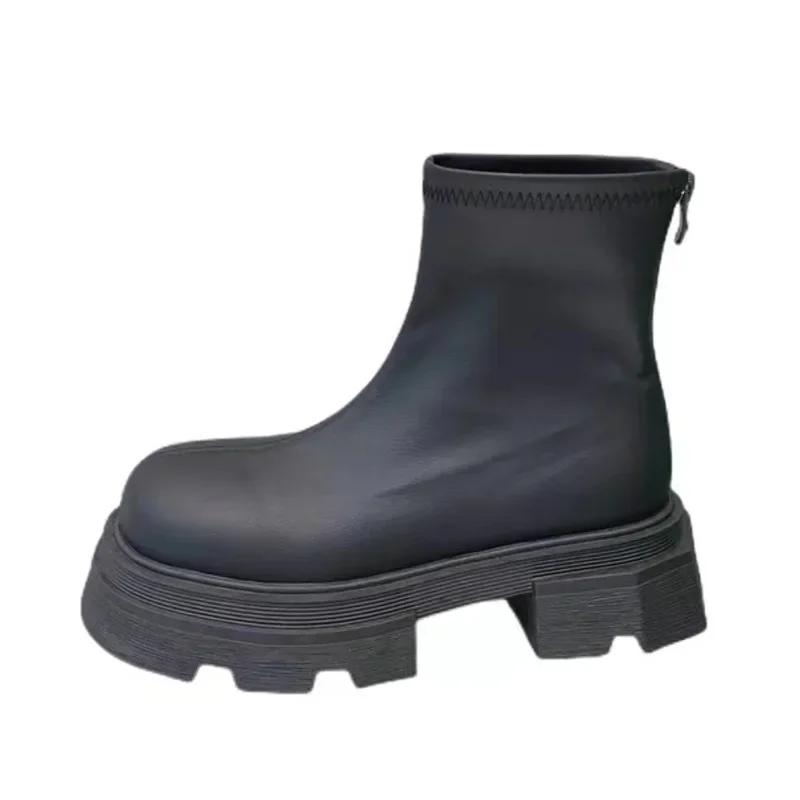 

Мода 2024 Новые Ботинки на платформе Готические короткие сапоги Модные Ботильоны с молнией сзади Ботильоны на платформе Толстая подошва Женские Ботинки Челси 39 чёрный