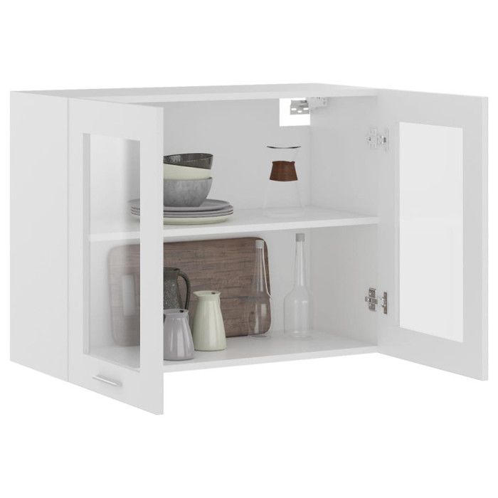 VidaXL Hanging Glass Cabinet White 80x31x60 Cm Engineered Wood 802529