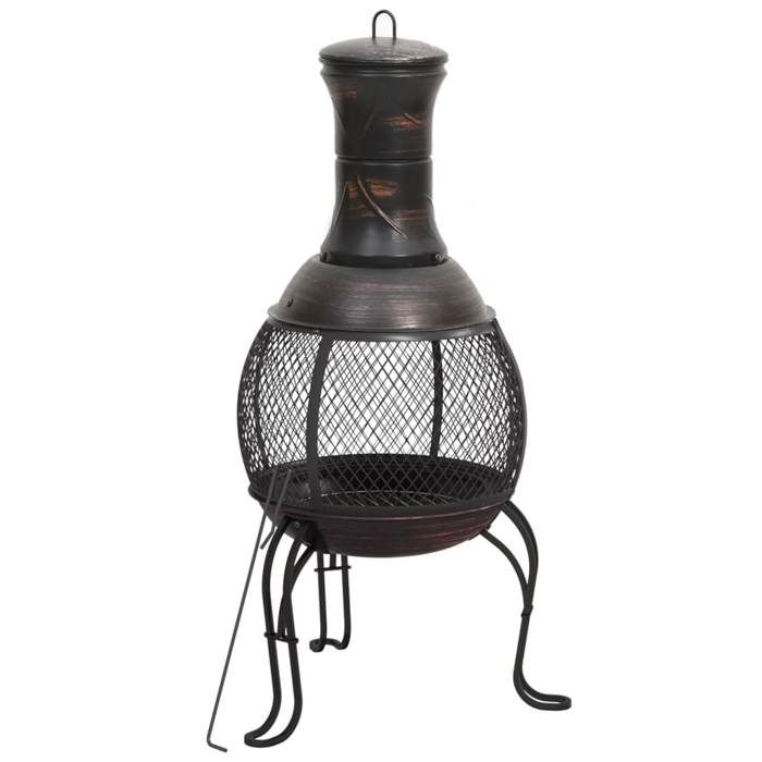 VidaXL Poêle de jardin avec tisonnier 39x39x90 cm acier, foyer, fournaise, panier à feu, chauffe-terrasse, foyer extérieur, 363342