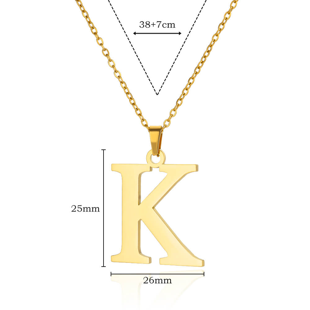 Elegant Initial Letter Stainless Steel Necklace Women Gold Color Alphabet Pendant Necklaces Vintage Waterproof Zircon Gifts