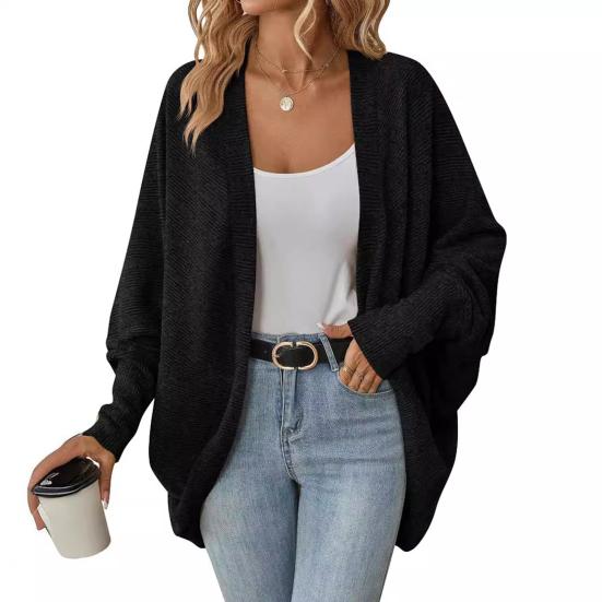 Women Batwing Sleeve Sweater Cardigan Casual Oversized Open Front Knit