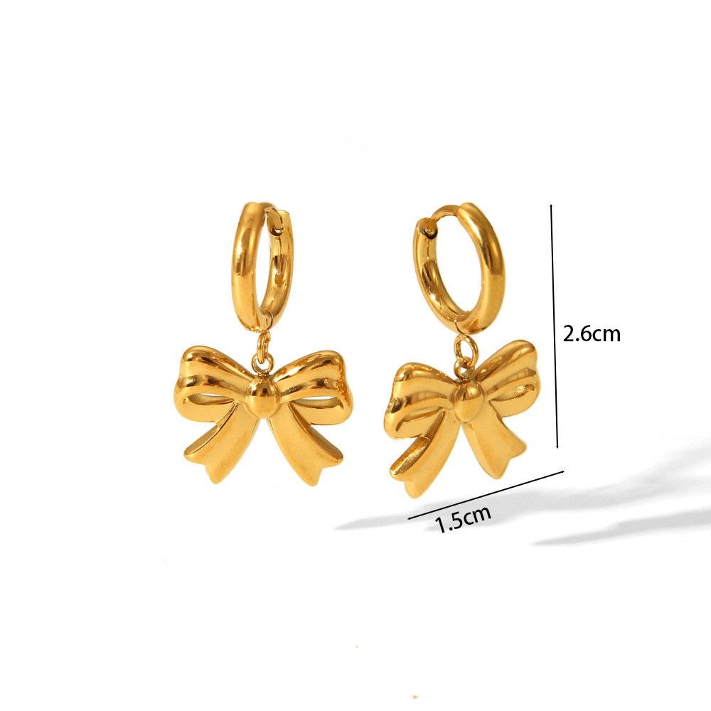 Chic Bow Coil Earrings: European  American Style in Stainless Steel