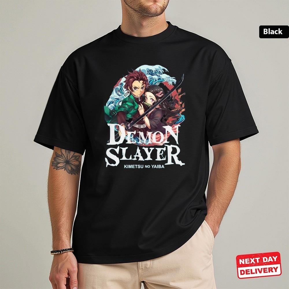 Demon Slayer Tanjiro & Nezuko T-Shirt – Kimetsu no Yaiba Anime Graphic Tee Unisex T-Shirt L