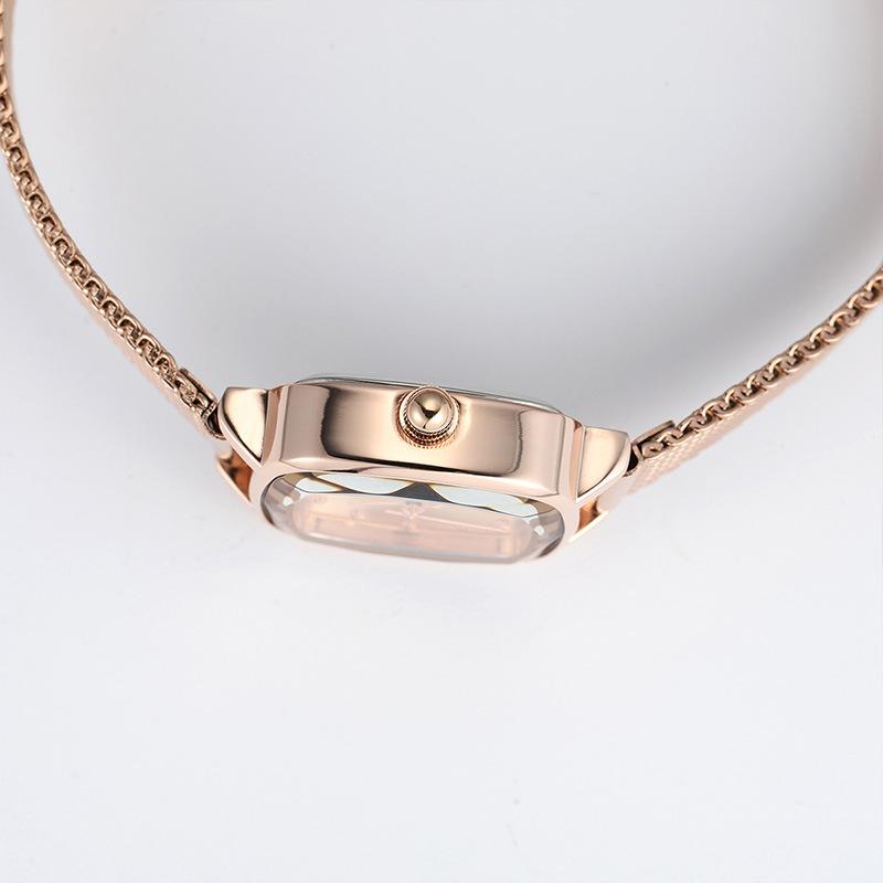 Elegant Square Design Mesh Chain Women's Watch Simple Temperament Women's Watch Retro Light Luxury Small Square Watch