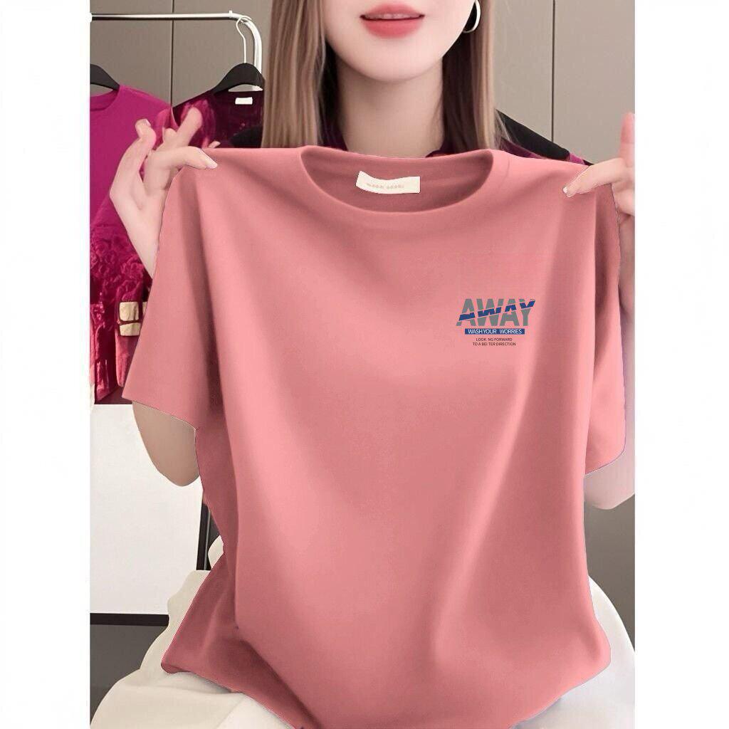 High-End Women's Loose Fit Letter Print Round Neck Short-Sleeve Solid T-Shirt