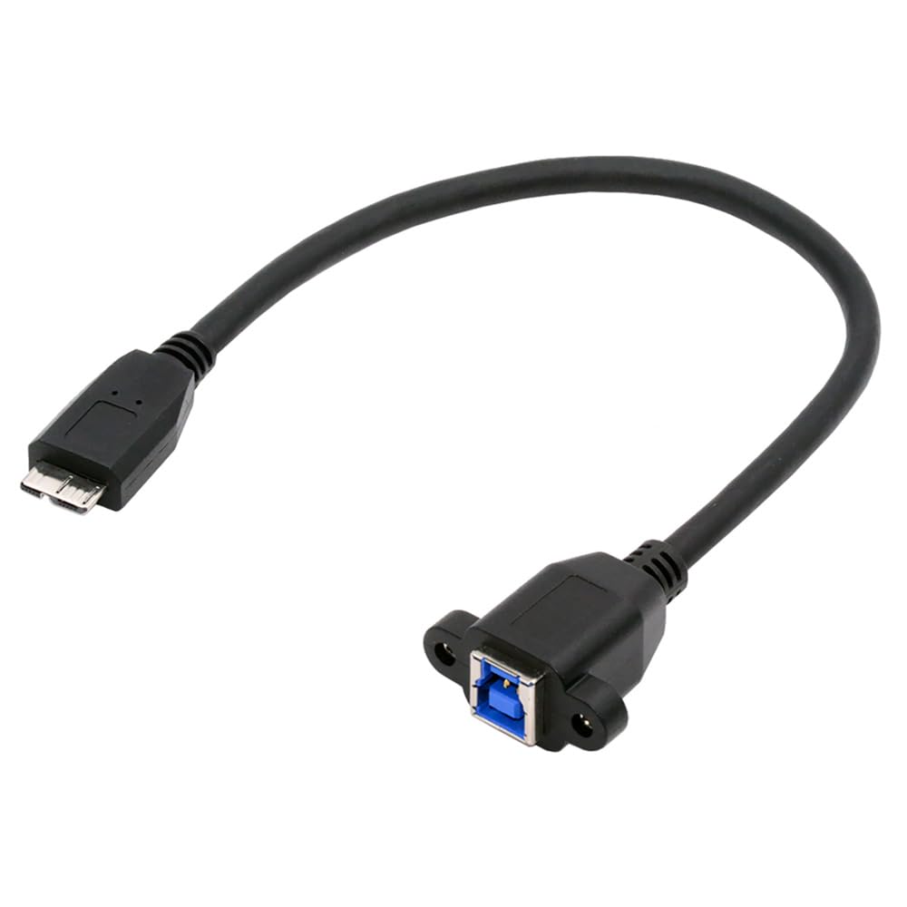 Xiwai Micro USB USB Female To USB Male Extension Supports Data and Cameras 3.0 Cable, 3.0 Type-B 3.0 Micro-B Cord, 5Gbps, 30cm, Disks, SSDs,