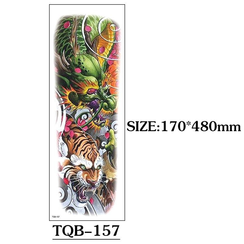 Full Arm Tattoo Sticker Full Arm, Big Picture Lion Tiger Wolf Animal Big Flower Arm Tattoo Sticker