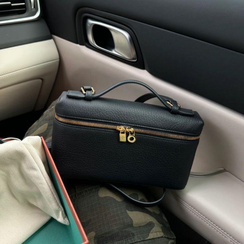 Gigi Style Genuine Leather Lunch Box Handbag - Litchi Grain Cowhide Shoulder Bag for Women