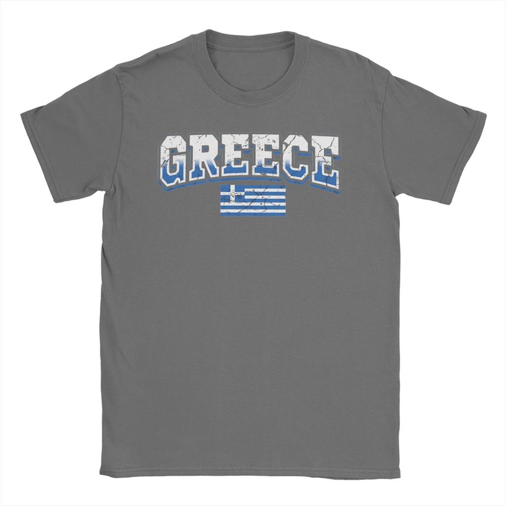 Greek Flag Greece Hellas Hellenic Men T Shirts Novelty Tees Short Sleeve Crewneck TShirts 100 Cotton Plus Size Tops