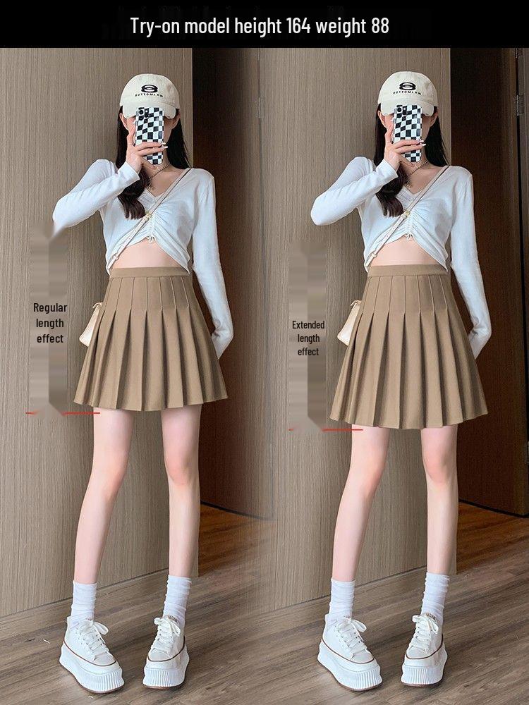 Plus Size Japanese High-Waisted Slimming Pleated Mini Skirt