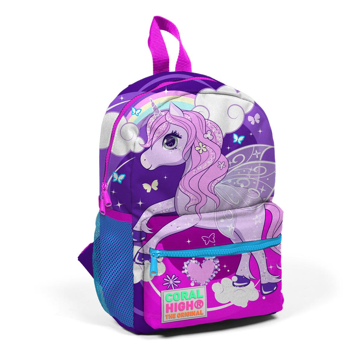 

Рюкзак Tiny Nest фиолетово-розовый с рисунком единорога, два отделения 23508