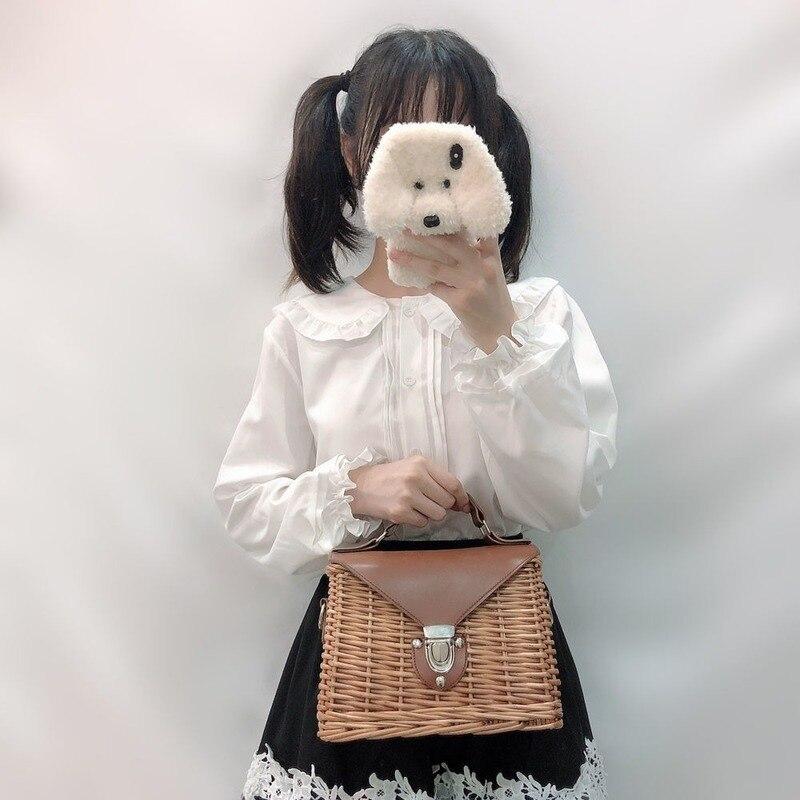 Oversize White Shirt Women Kawaii Peter Pan Collar Blouses Button Up Long Sleeve Cute Ruffle Tops Lolita Style Mori Girl Aesthetic