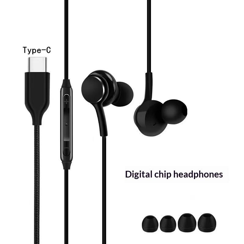 Usb-C Wired Earbuds In-Ear Headphones With Mic Hifi Stereo Sound -Free Braided Cable Type-C,3.5Mm