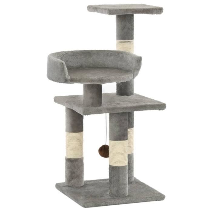 VidaXL Arbre à chat avec griffoirs en sisal 65 cm Gris