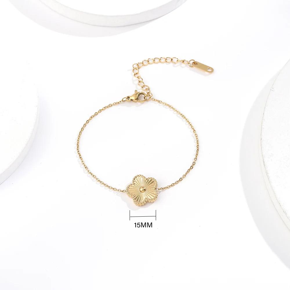ALTERA Stainless Steel Hot Selling Gold Plated Clover Charm Bracelet Luxury Five Leaf Flower Bracelets Jewelry For Women Gift