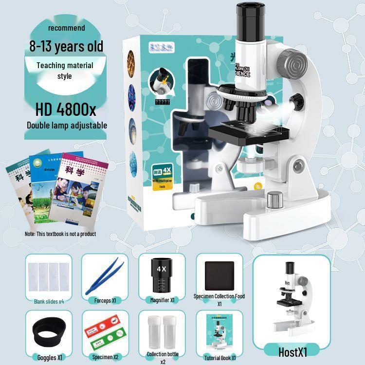 Professional-Grade HD Optical Microscope for Children's Science, Middle School Use; Detects Bacteria; Junior High Exam Model