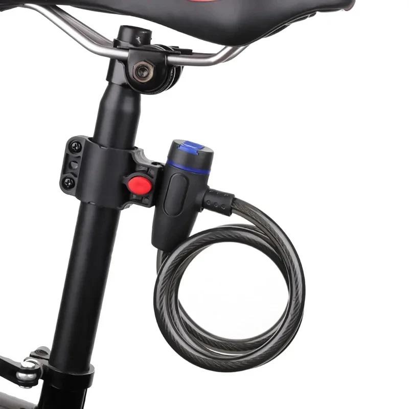 Lucchetto per Bicicletta con Cavo, Chiavi e Staffa di Montaggio, Lucchetto Portatile in Acciaio Cavo Antifurto per Ciclismo