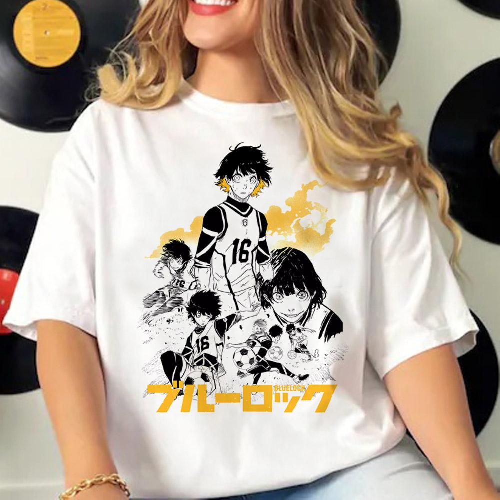 Japanese Anime Blue Lock T Shirt Women Men Short Sleeve T-shirt Harajuku Tops Tees Cartoon Streetwear