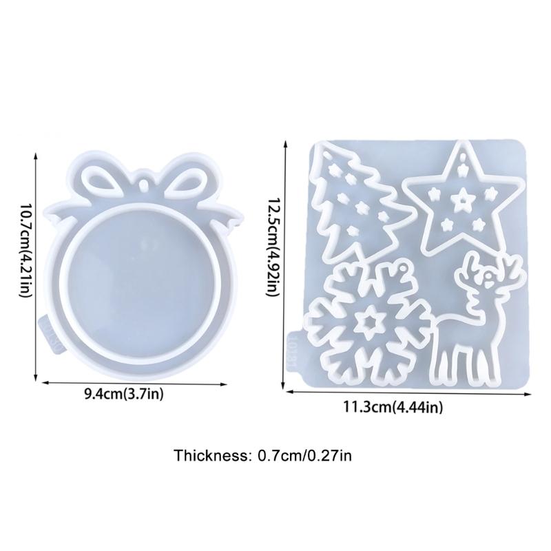 2 Pack Christmas Ornament Silicone Molds Festive Decorations Moulds for Craft Enthusiasts Jewelry Making Supplies