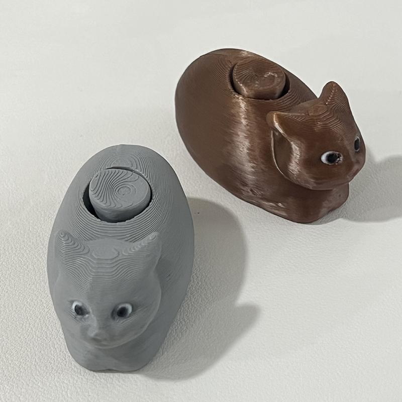 1Pc 3D Printing Rotating Cat Decompression Toy Rotating Cat Emoji Package Ornament Toy