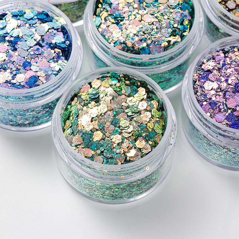 Módní Vysoce Třpytivý Kočičí Oko Křišťálový Nail Art Třpytky Duhový Výbuch