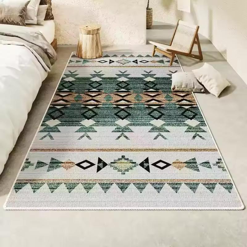 Bohemian Ins Style Black And White Gray Bedside Rug Living Room Bedroom Decorative Ethnic Style Premium Feeling Carpet