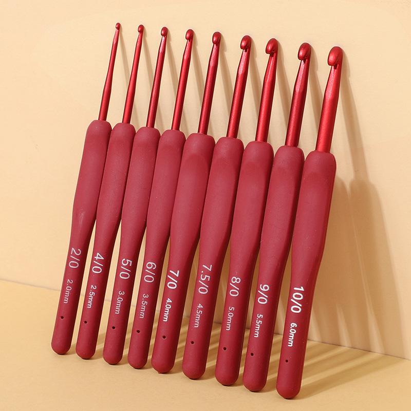 Red Soft Handle Crochet Hooks for Handmade Sweaters, Slippers & Beginner Knitting Kits