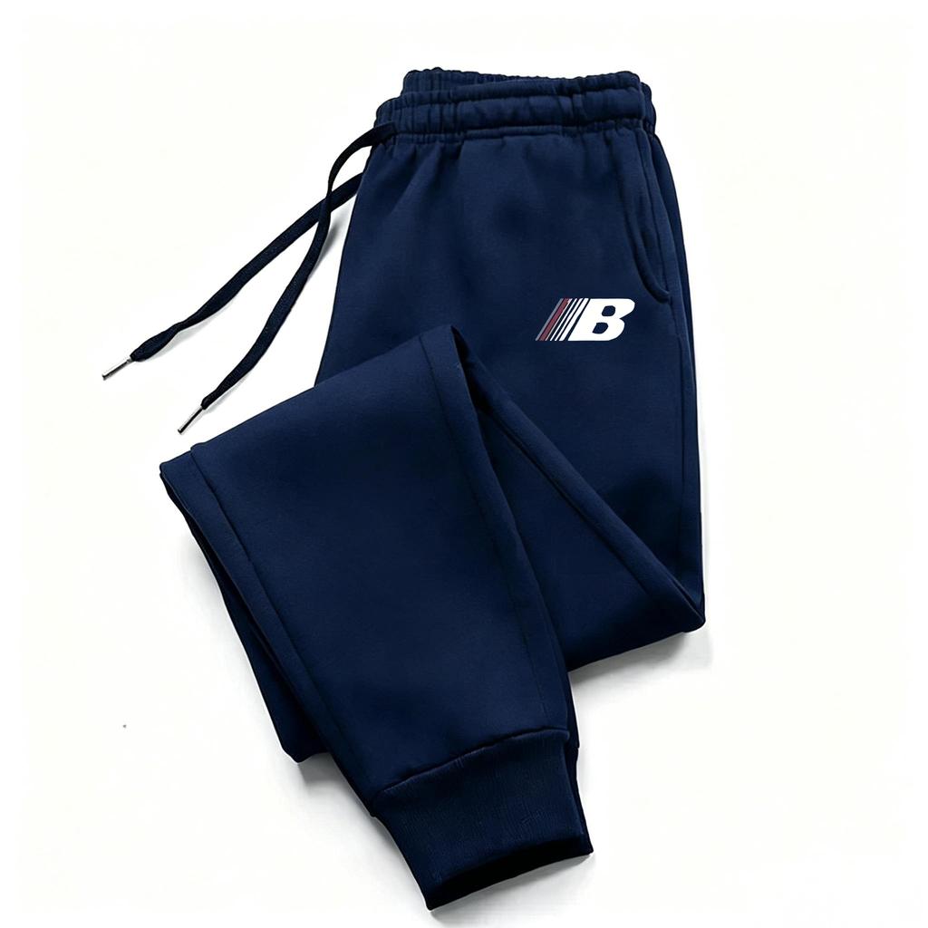 Stripe‑B Men Sweatpants Front Striped Letter B Logo Leg Print Joggers for Trendy Daily Street Outfits, Soft Breathable Fabric
