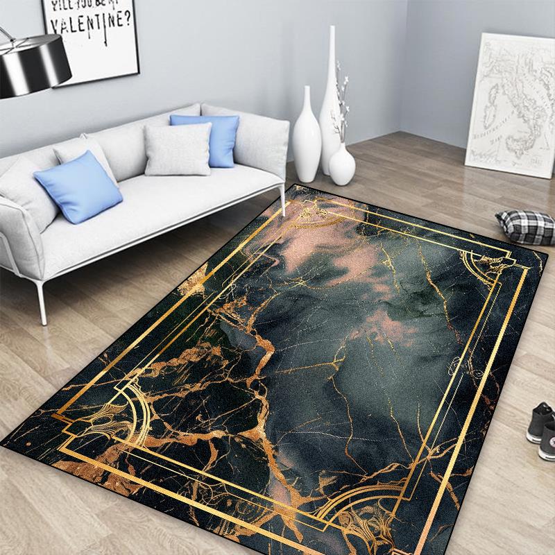 Luxuriöser Marmorteppich zur Wohnzimmerdekoration Sofatisch Große Flächenteppiche Schlafzimmer Flur Balkon Bodenmatte Rutschfeste Fußmatte