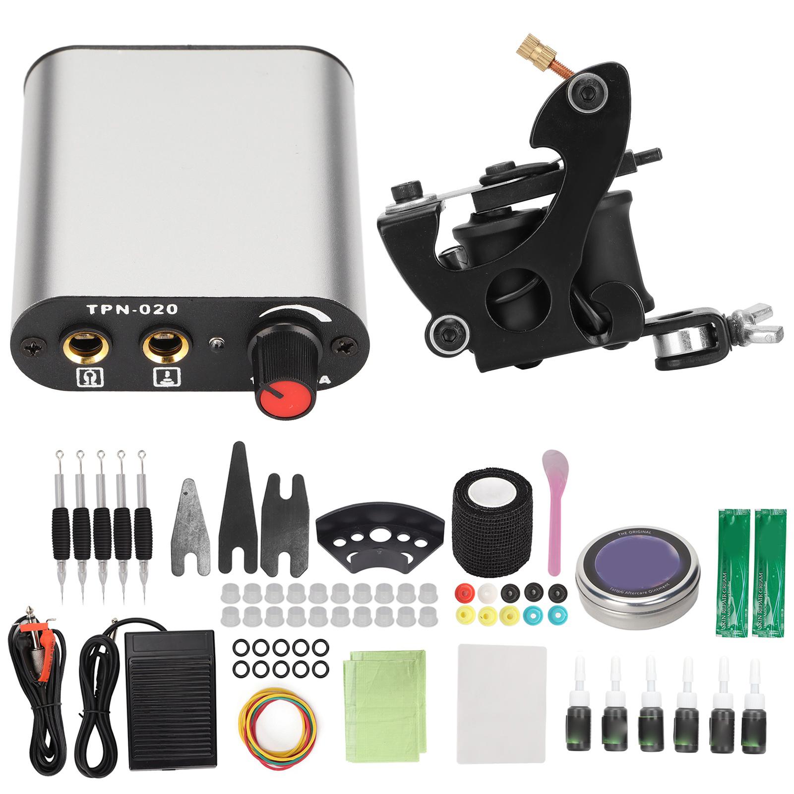 

Полный комплект тату-машинки 8 витков катушки для тату-машинки серебряный мини-комплект питания для тату-машинки EU Plug