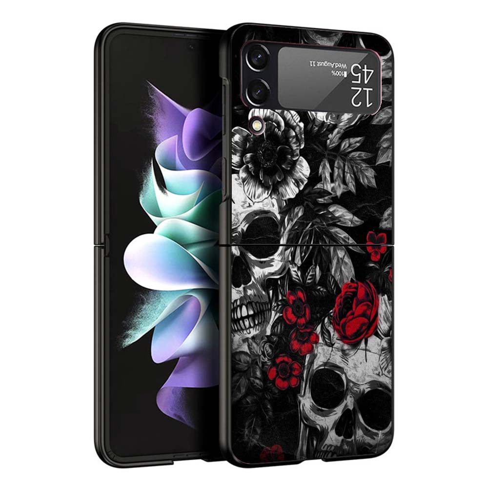 Human Skeleton Red Rose Phone Case For Samsung Galaxy Z Flip7 Flip6 5G Flip5 Flip4 Flip3 ZFlip 7 6 3 4 5 Shockproof Back Cover G