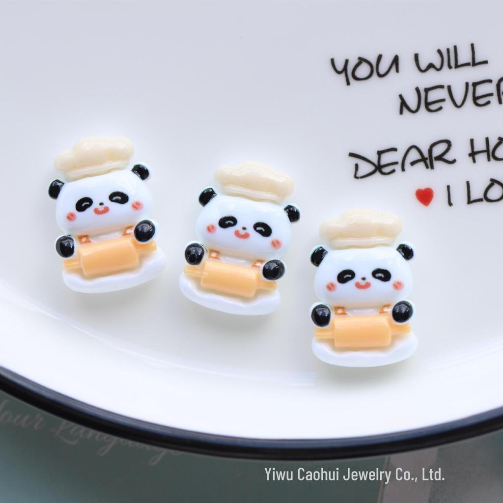 Panda Bread Toast DIY Cream Glue Cartoon Food Resin Jewelry Accessories