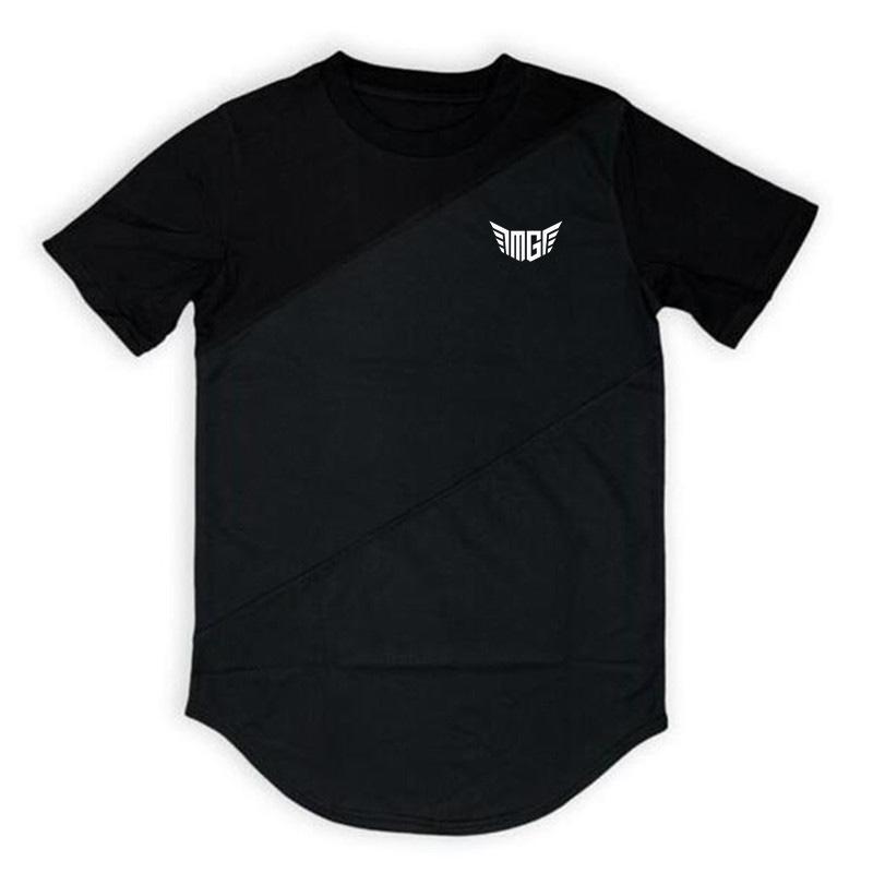 Muscleguys Mens  Printed Fitness Tees Youthful Vitality Short Sleeve T-shirt Sportswear Tees Mesh+cotton Gym Clothing  Bodybuilding  Top