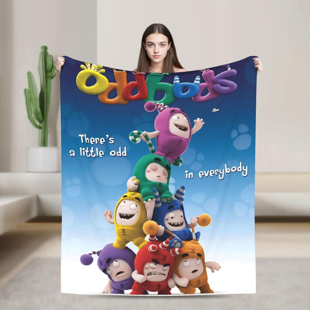 O-Oddboded kreslená flanelová deka Super měkká přehozová deka do ložnice Dekorativní novinka Přehoz na postel Potah na pohovku/postel