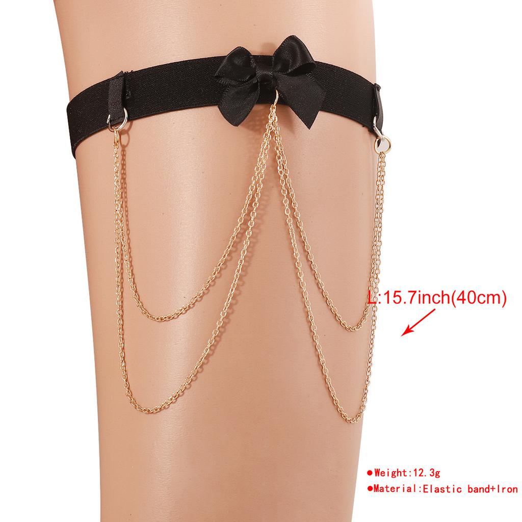 Vintage Black Lace Butterfly Strap Leg Chain for Women Girl Sexy Elastic Crystal Adjustable Band Leg Thigh Chain Body Jewelry