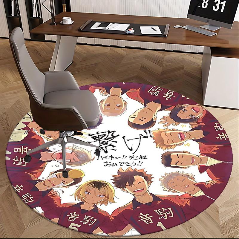 1pc Haikyuu!! Kageyama Tobio Anime Round Carpet - Office Chair Mat, Non-Slip Rug for Home Decor, Seasonal Gift, Suitable for Office, Living Room, Bedr