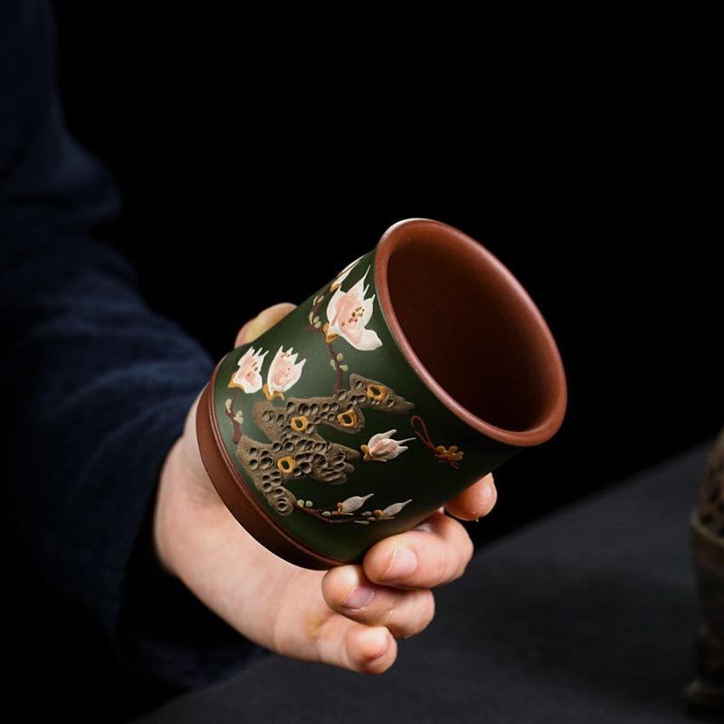 Yixing Handmade Zisha Teacup Purple Clay Magnolia Master Cup For Home Tea Ceremony