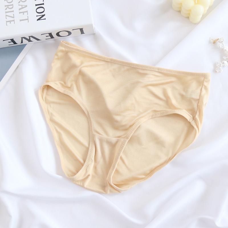 Tang Sang Silk Damen Übergröße Nahtlose Seidenunterwäsche - Atmungsaktiv, Mittelhoch, Hüfthebend, Einfarbig