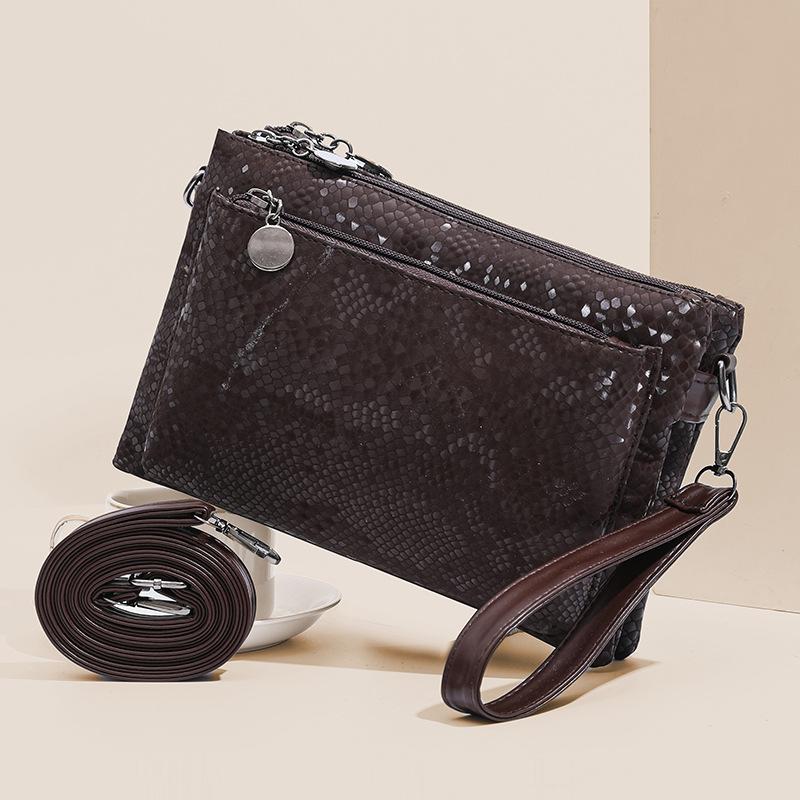 Snake pattern multi-compartment simple shoulder messenger bag