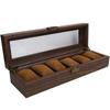 6 Grids Watch Display Box Portable Wooden Watch Storage Box Holder Jewelry Gift Case