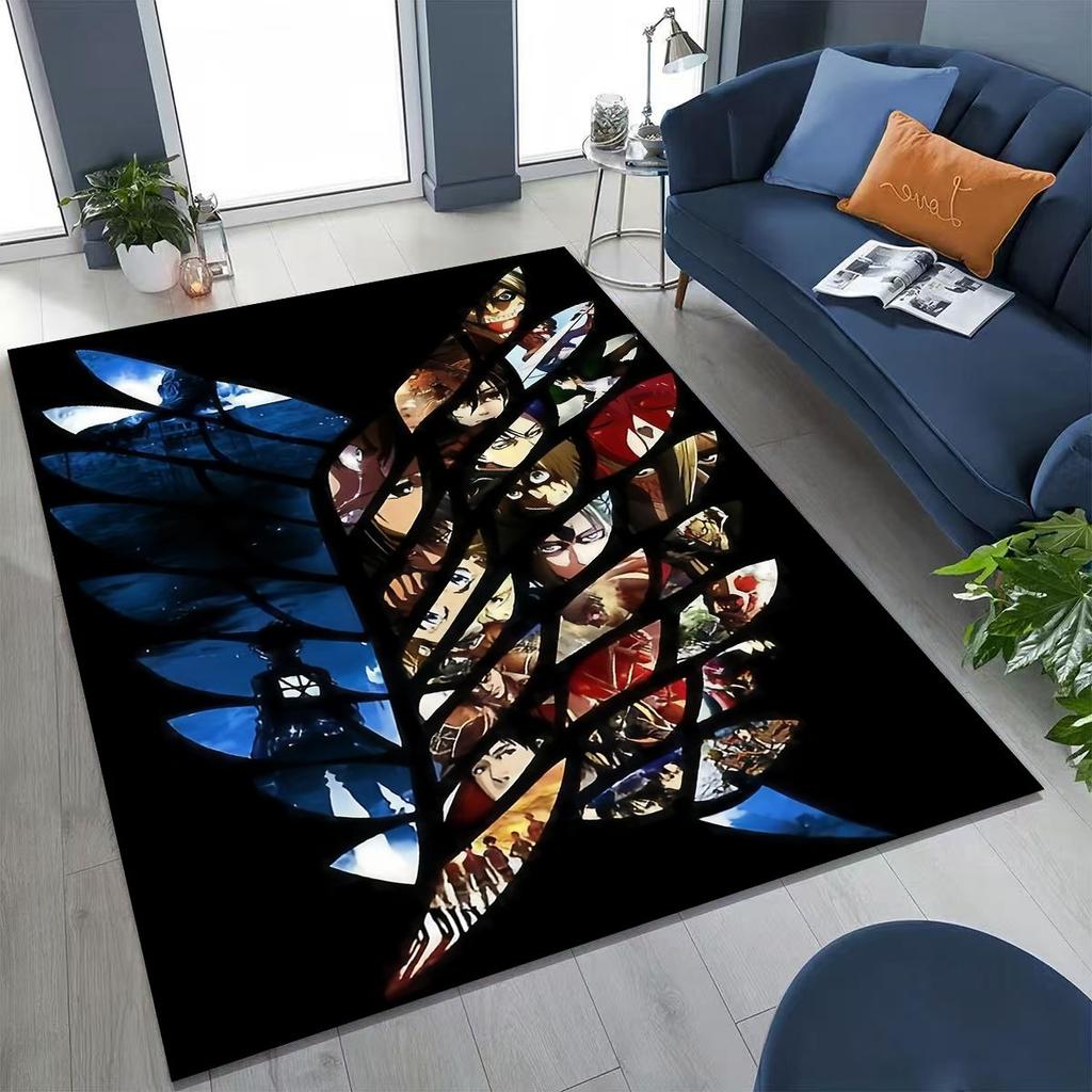 2026 New Anime Attack on Titan Eren Mikasa Cartoon Rug for Bedroom Living Room Sofa Home Doormat Decor,Kids Non-slip Floor Mat