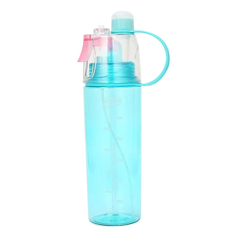 600ML Sports Spray Plastic Water Cup Outdoor Cooling Water Bottle Creative Student Gift Spray Water Cup Handy Cups Drinkware
