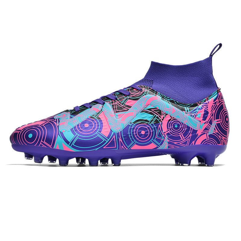 High-top Football Shoes Tf Broken Nails Artificial Turf AG Nails Leather Feet Boys and Girls Children and Adolescents Students Training Shoes