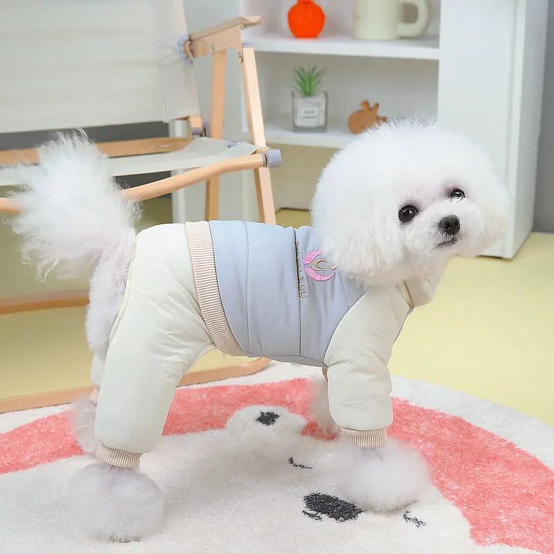 

Теплый собачий комбинезон Зимняя одежда для питомцев Пудель Бишон Фризе Шнауцер Одежда для собак Комбинезоны Костюм щенка Одежда XS（old） серый