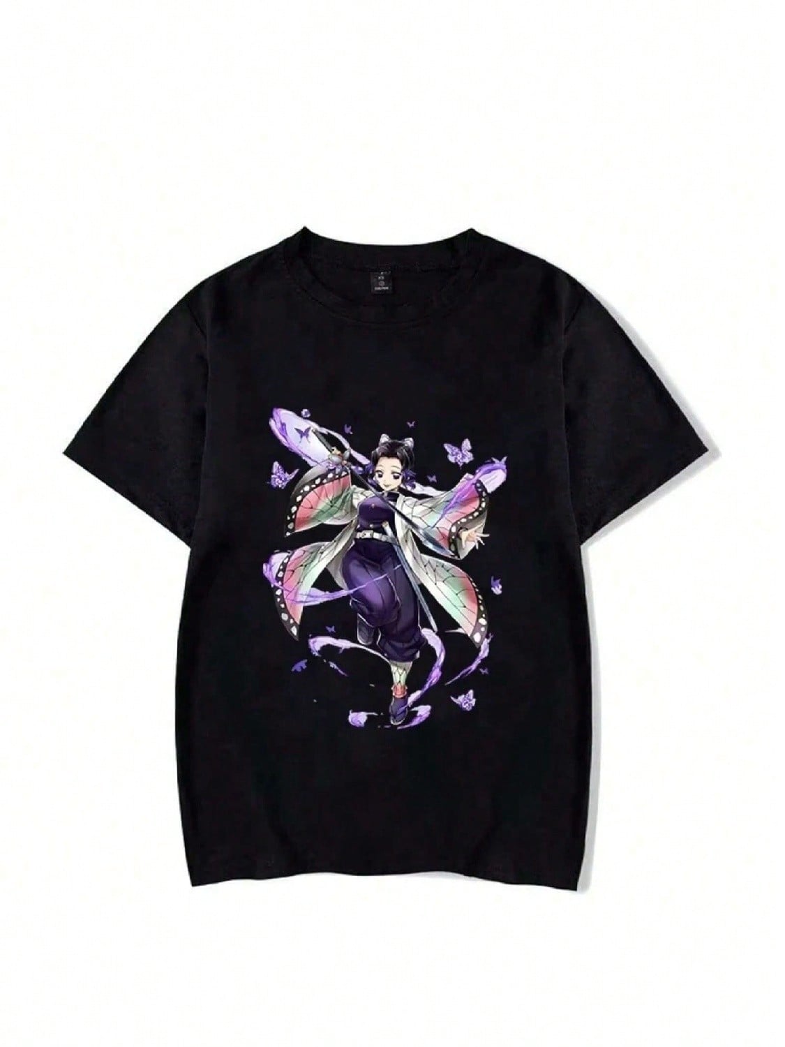 New Wounisex s Fashion Fun Kochou Shinobu Printed Summer Neutral Loose Casual Crewneck Anime Graphic T-Shirt Top S разноцветный