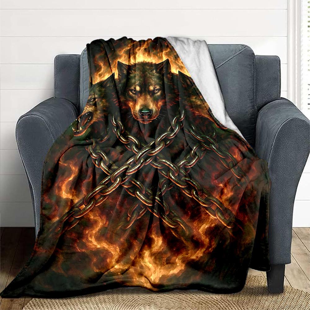 1pc Wolf Chains Blanket Lightweight Blanket Throw Blanket For Sofa, Bed, Travel, Camping, Livingroom, Office yy251010063 75x90cm