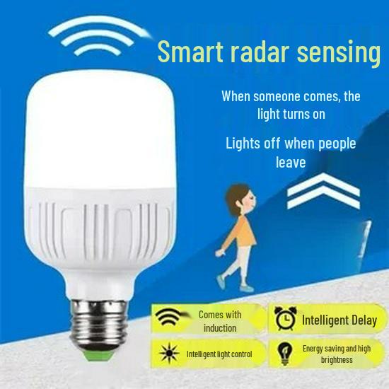 Motion-Sensor Sound and Light-Control LED Bulb for Bathroom and Stairwell